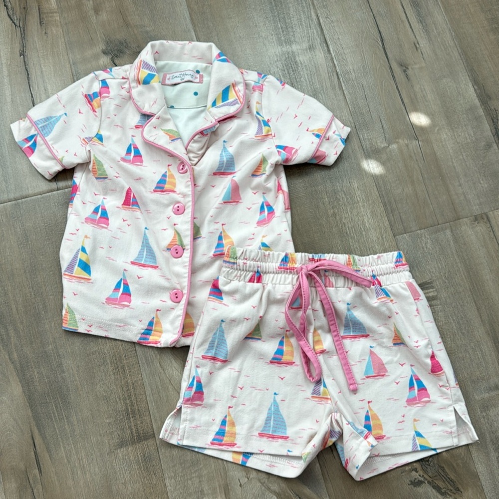 SweetHoney Pink Pajama Set with Playful Sailboats